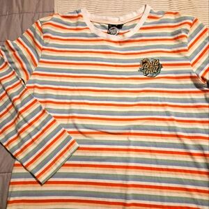 Santa Cruz Skateboards Woman's Striped Long Sleeve Shirt - Multicolor Size Large